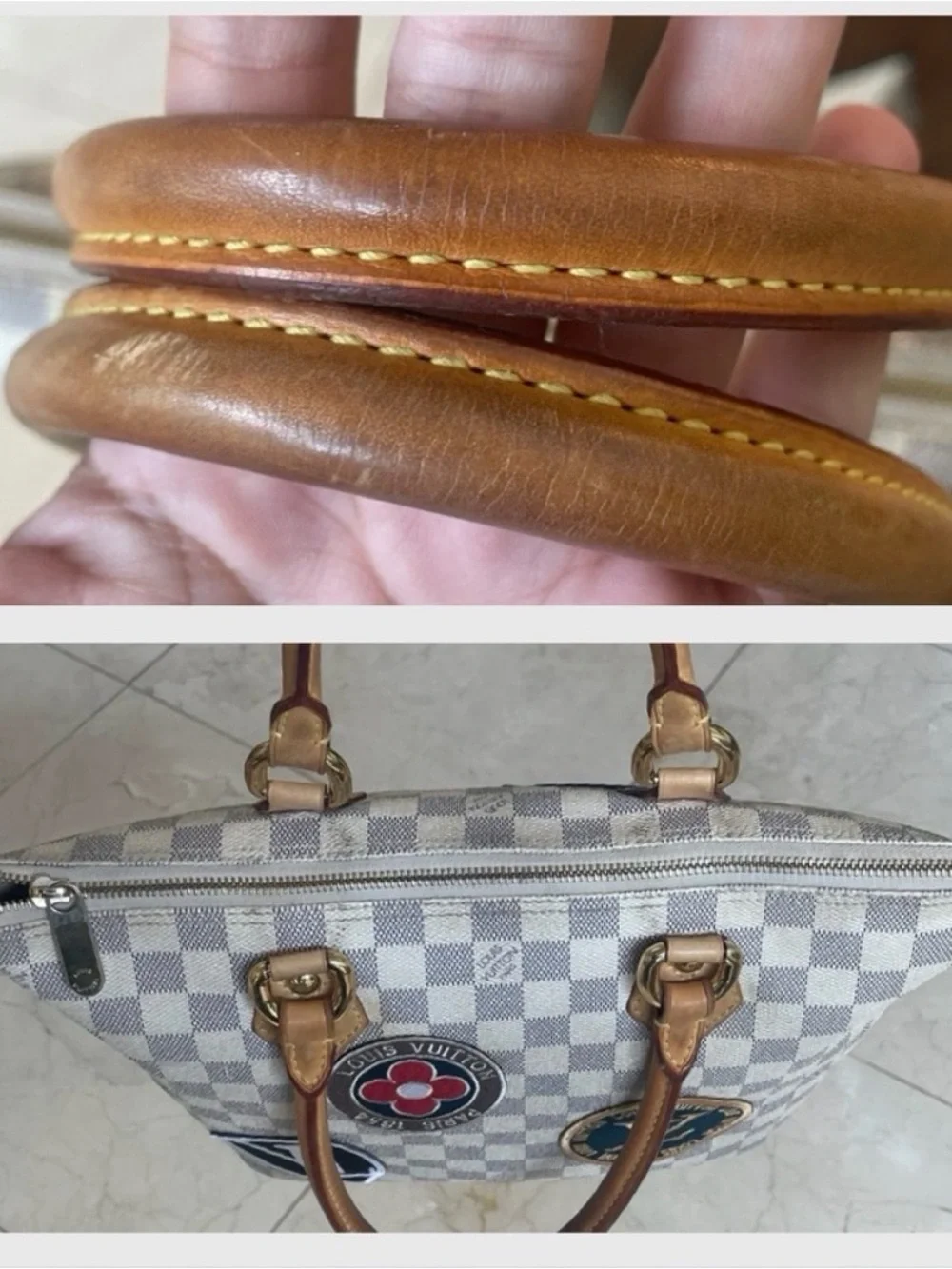 Louis Vuitton Damier Azur Canvas Tote with Patch Accents - Beige/Canvas